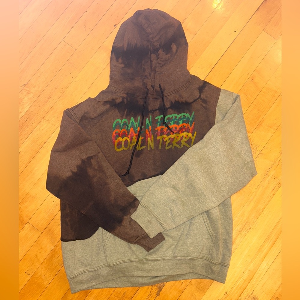 COal n TERRY Mens Hoodie L large sweatshirt thick oversized brown